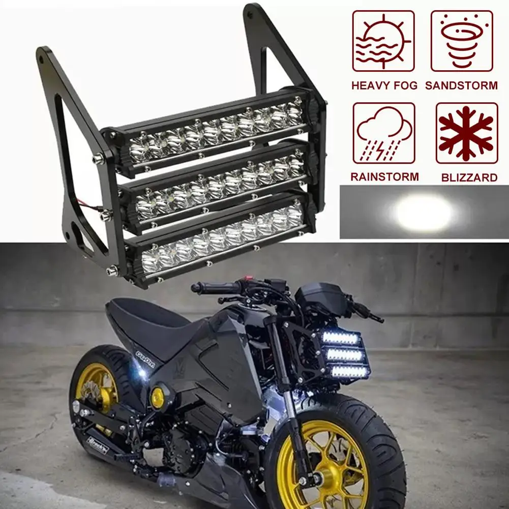 12V Motorcycle LED Headlight Front Fork Light IP67 Waterproof 3 Rows Super Bright Headlamp Compatible For Grom MSX125 2013-2016