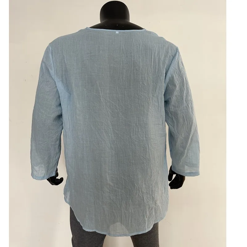 2025European and American New Fashion V-neck Solid Color Casual Four Seasons Shirt for Men