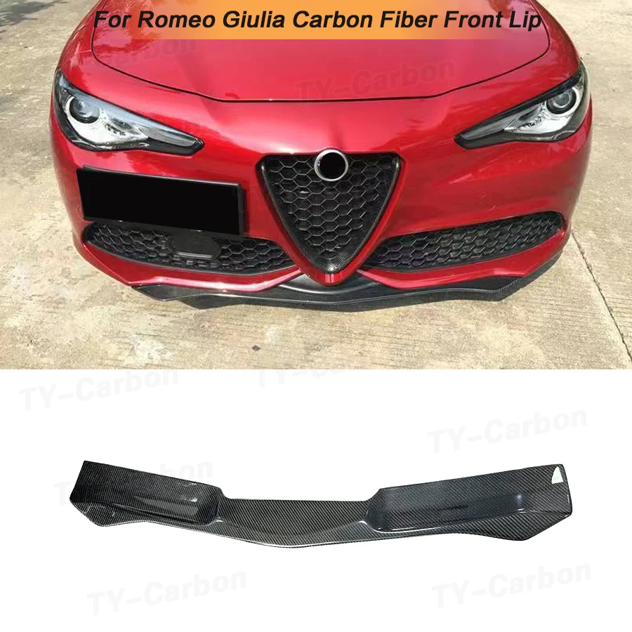 Labbro anteriore in vera fibra di carbonio per Alfa Romeo Giulia Sedan Standard Sport 2015-2020 paraurti per auto protezione per labbra Car Styling