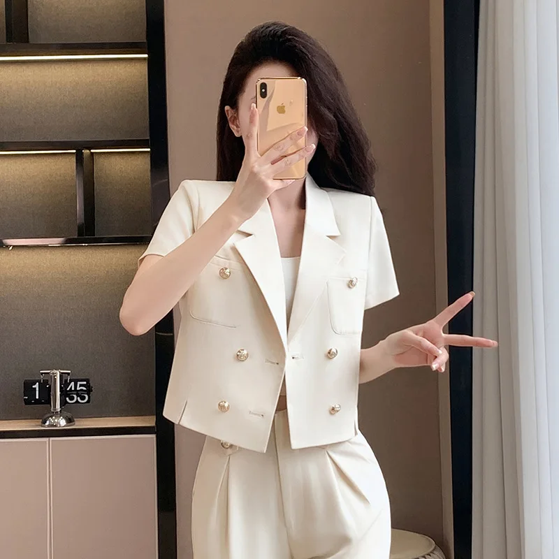 Women's Short-Sleeved Suit Jacket2024New Summer Clothes Matching a Set of Fashion Korean Short Suit