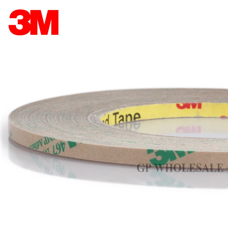 3M, 0.06mm Thickness, 6mm*55 meters Ultra Thin 3M 467MP 200MP Double Sided Sticky Tape for Metal, Rubber, Nameplate Adhesive