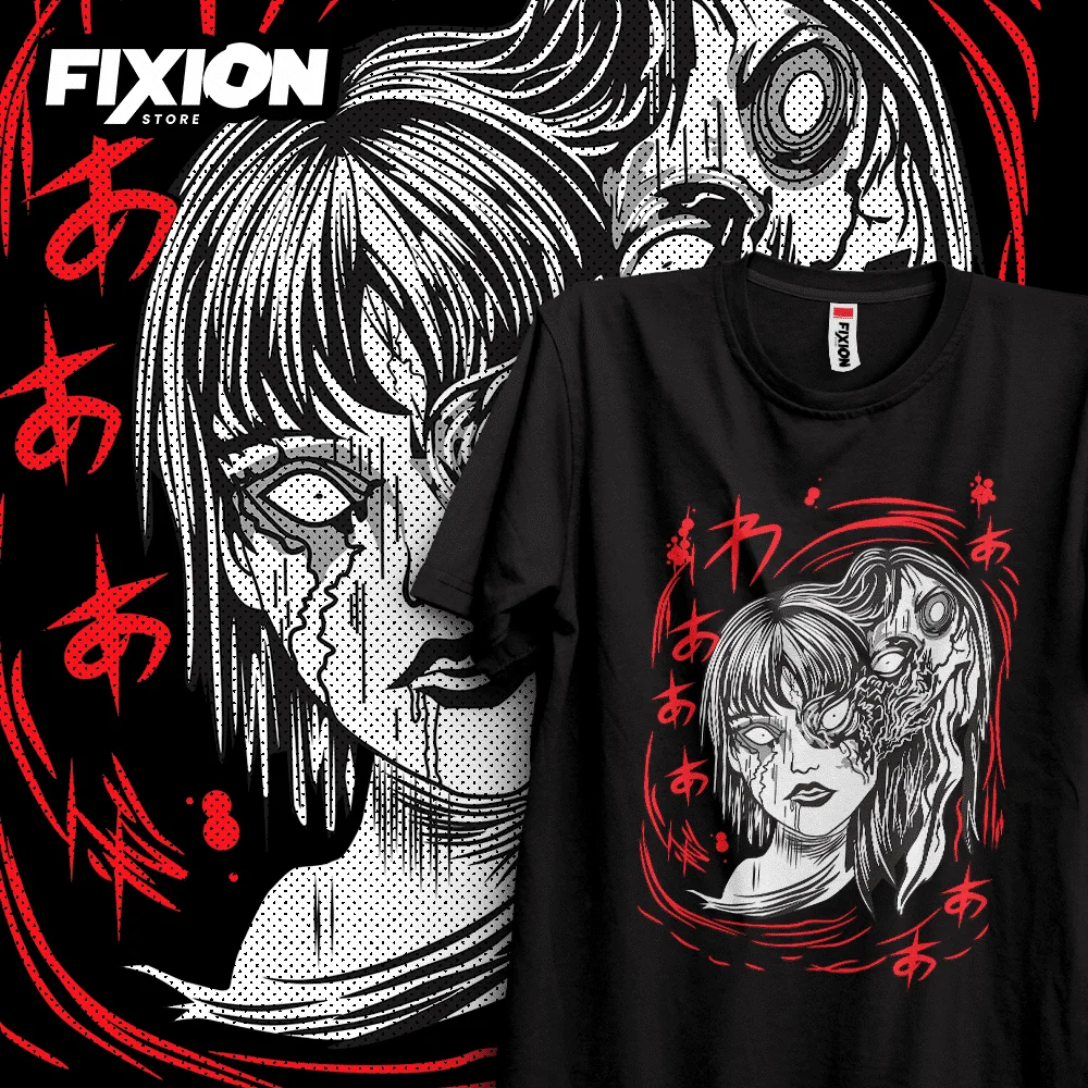 Anime T shirt Junji Ito – Colección Abril #17 (negra) Manga Tee