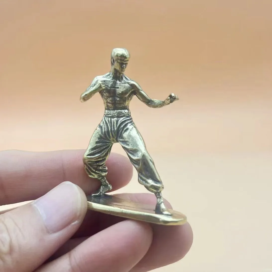 

Handcrafted Brass Kung Fu Figurine - Vintage Style Collectible Decorative Tea Pet Desk Ornament, Statue Desk Accessory