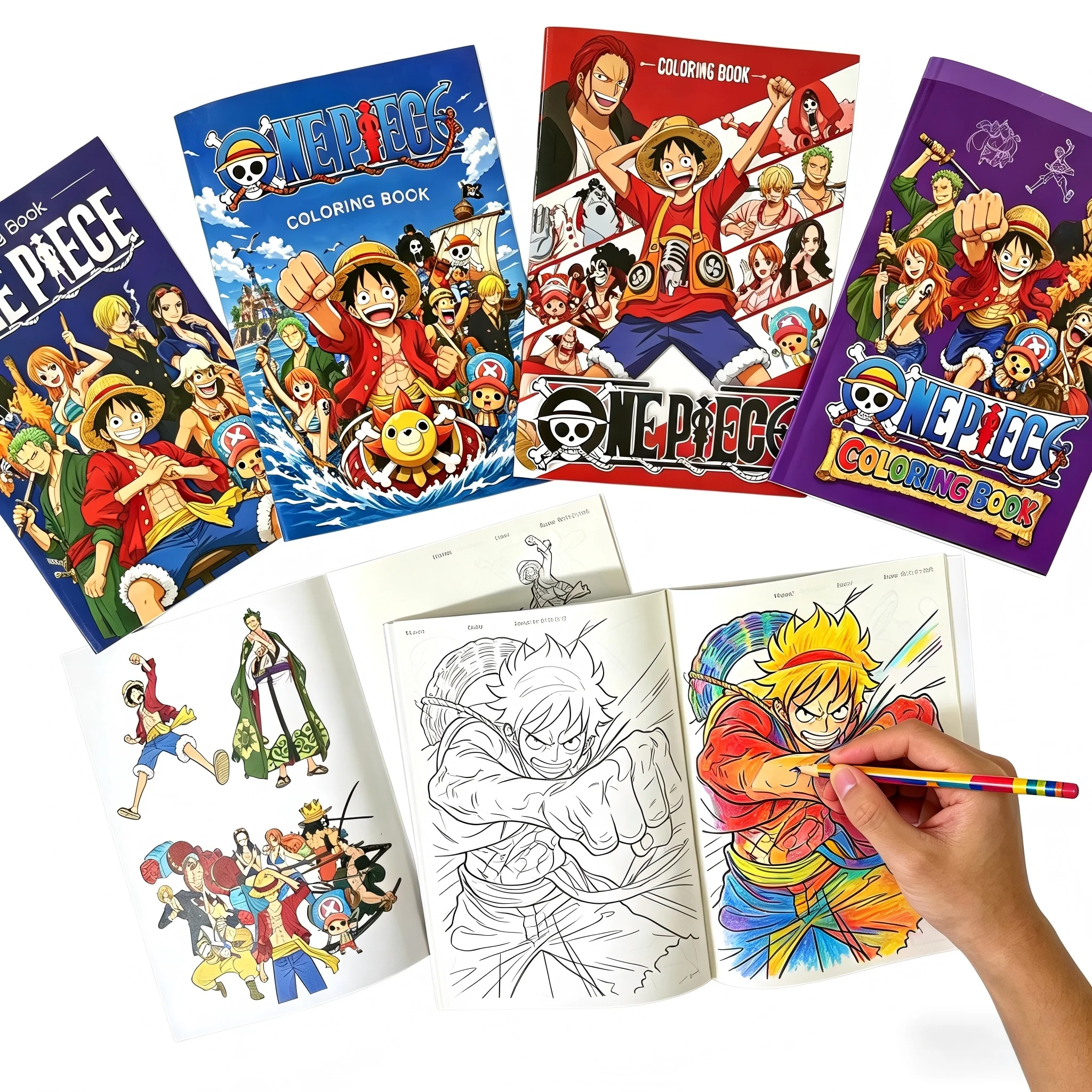 Libro para colorear de Anime One Piece, 36 páginas, Luffy Zoro Chopper, libro de dibujo con imágenes, para niños y adultos, alivio del estrés, terapia artística, regalo de cumpleaños