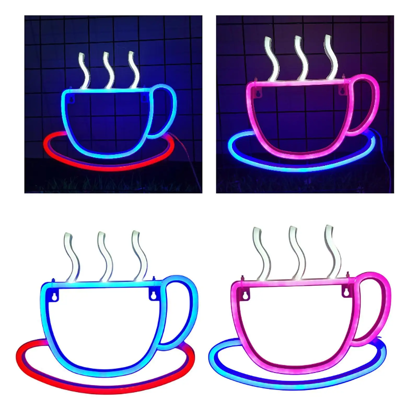 LED Coffee Cup Neon Light Welcome LED Night Light Opening Restaurant Kitchen