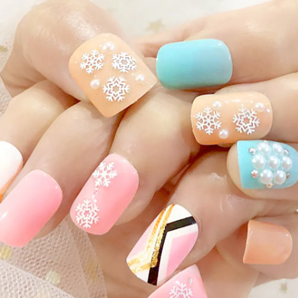 3 Boxes Charms for Nails Art Stickers Mini Snowflake Slices Snowflakes Christmas Fingernail