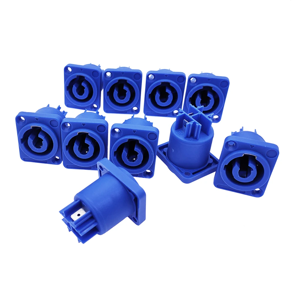 10 STKS Powercon Connector 3 Pins 20A 250 V Power Luidsprekerpaneel Socket Vrouwelijke voor LED Scherm Podiumverlichting, Blauw