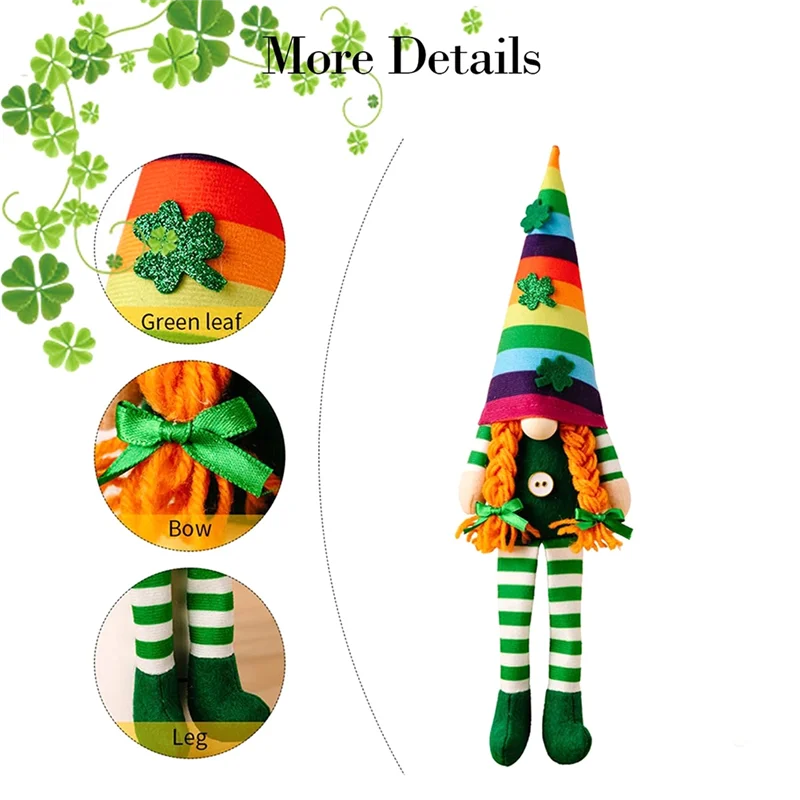 AB45 St Patricks Day Gnomes  St.Patricks Day Gnome Home Table Decor Accessories Plush Decorations Female 1 PCS