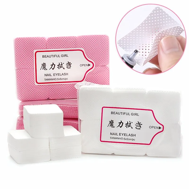 600Pcs/Pack Lint-Free Eyelash Glue Wipes Paper Gel Polish Remover Clean Month of Glue Bottle Cotton Pads Beauty Cleaning Tools