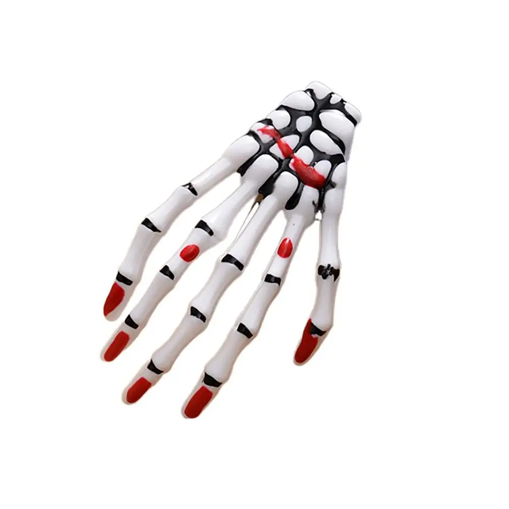 Creative Gothic Style Skeleton Hand Hair Clip Diamond Hair Accessories Skull Clip Halloween Hairpin Women Girl