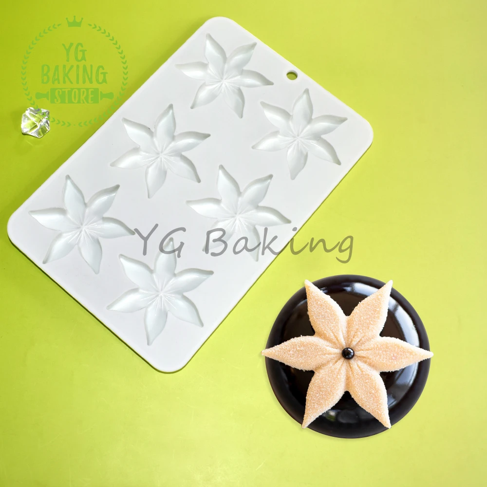 Dorica 6 Cavity Flower Design Pudding Silicone Mousse Mould DIY French Dessert Chocolate Mold Cake Decorating Tools Bakeware