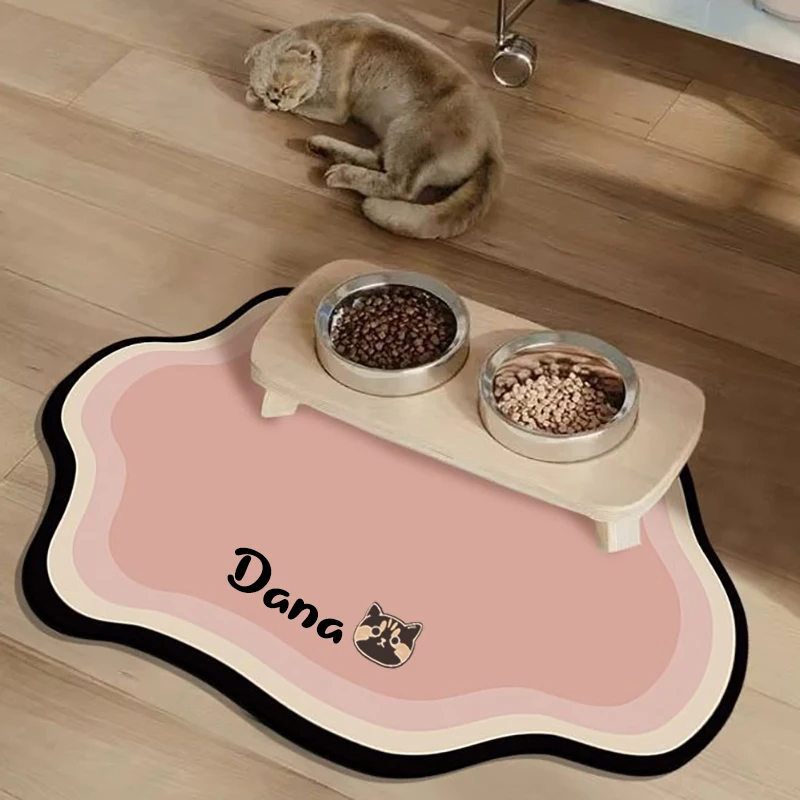  Custom Pet Feeding Mat with Optional Pet Avatars, Personalized, Non - Slip, Keeps Floors Clean  for Dog Cat Drinking Feeding - 4
