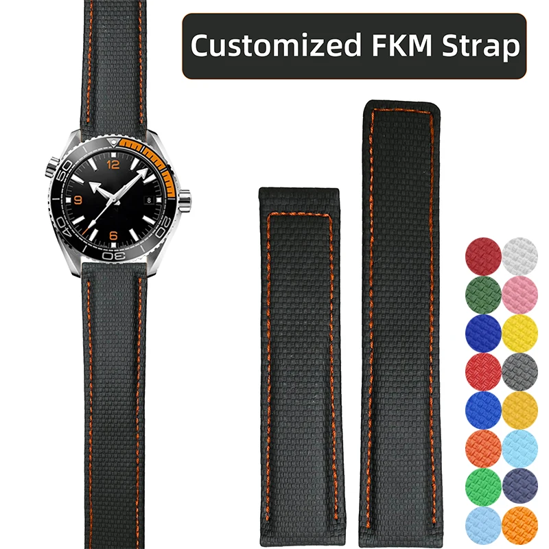 

FKM Rubber Strap 19mm 20mm 21mm 22mm 23/24mm for OMAEGA Breitling TAG Heuer Custom watch belt Customized Fluororubber Watchband