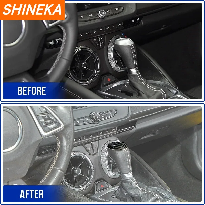 SHINEKA Car Gear Panel Shift Lever Decoration Cover For Chevrolet Camaro 2017 2018 2019 2020 2021 2022 Up Interior Accessories