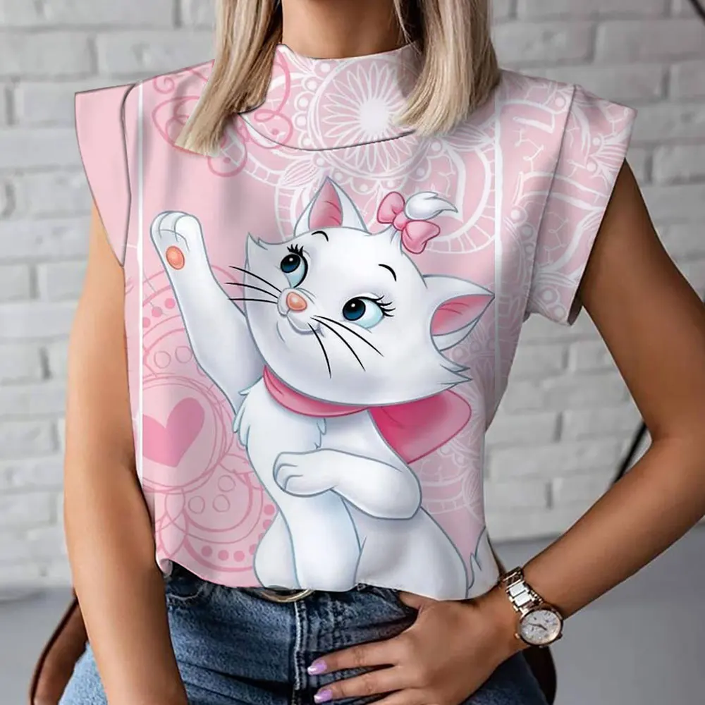 Hallo Kitty Frauen Roll kragen T-Shirt Cartoon Mode bequeme lässige Frauen Kurzarm T-Shirt Sommer Frauen T-Shirt