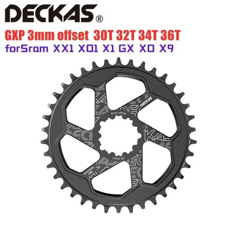 DECKAS-MTB Mountain Bike Crank Crankset, Crown Bicicleta Rodada Chainring, GXPS, 3mm Offset, apto para Sram XX1, X1, GX, XO, X9, 30T-36T