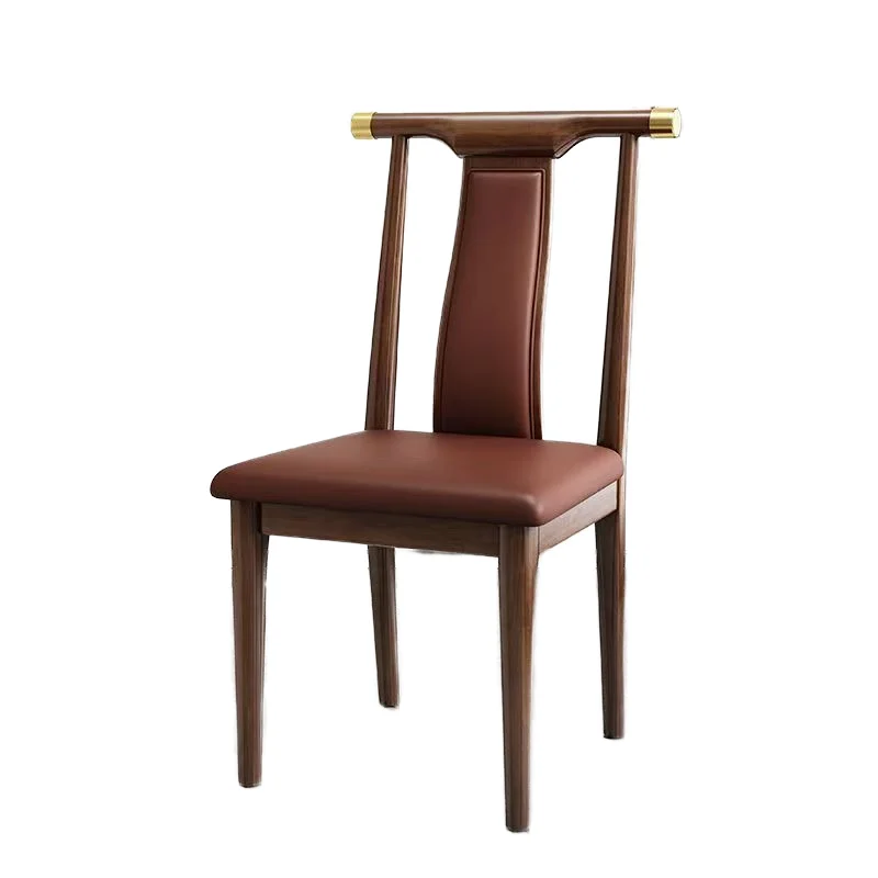 

&c Stylish Nordic Modern Leather Dining Chair Waterproof & Portable Wooden Frame with Brass Details for Apartment & Hotel Use