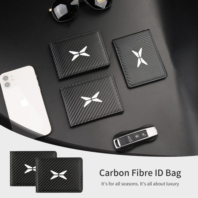 Carbon Fibre Car Driver License Cover Credit Card Holder Storage Accessories For XIAOPENG P7 P7i G3 G3I G6 G9 X9 2022 2023 2024