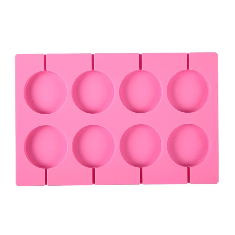 8-Cavity Round Silicone Lollipop Candy Mold Homemade Kids Cake Chocolate Cookies Decorating Tools Mould Baking Pastry