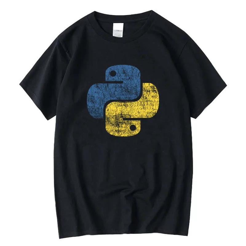 Funny Proud Python Developer Polyester Computer Software Program Engineer Washed Vintage Men Tops Men's T-Shirts Summer New 4XL