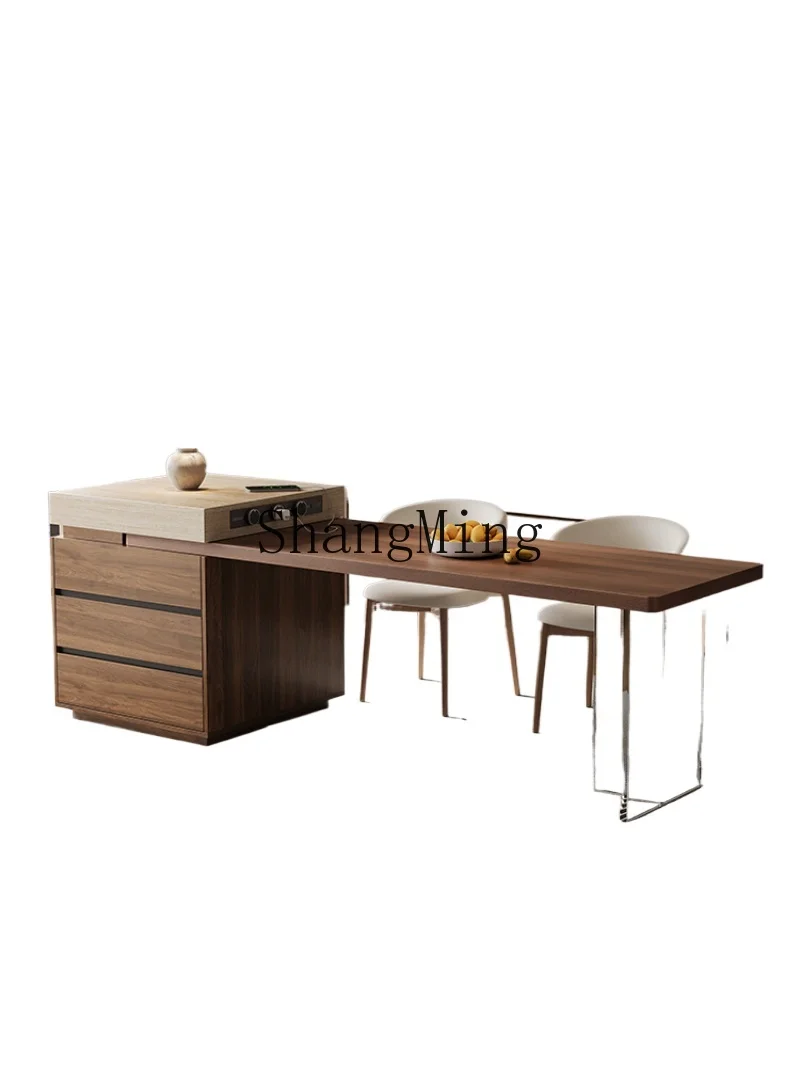 

LXY Medieval Island Table Integrated Household Retractable Kitchen Bar Table