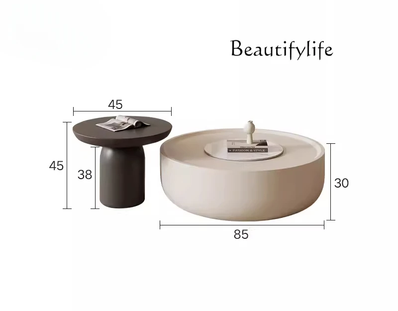 

Telescopic TV cabinet coffee table combination creative cream wind round modern simple living room tea table