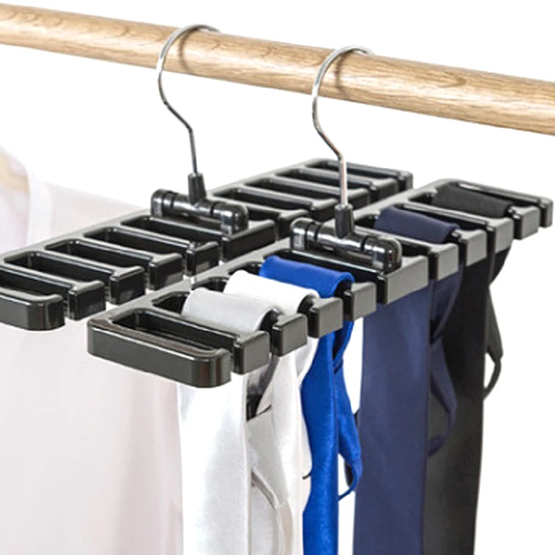 Multi-functional Tie Belt Hanger Wardrobe Closet Belts Scarf Hanging Organizer Rotating 10 Card Slots Storage Holder Rack Hook