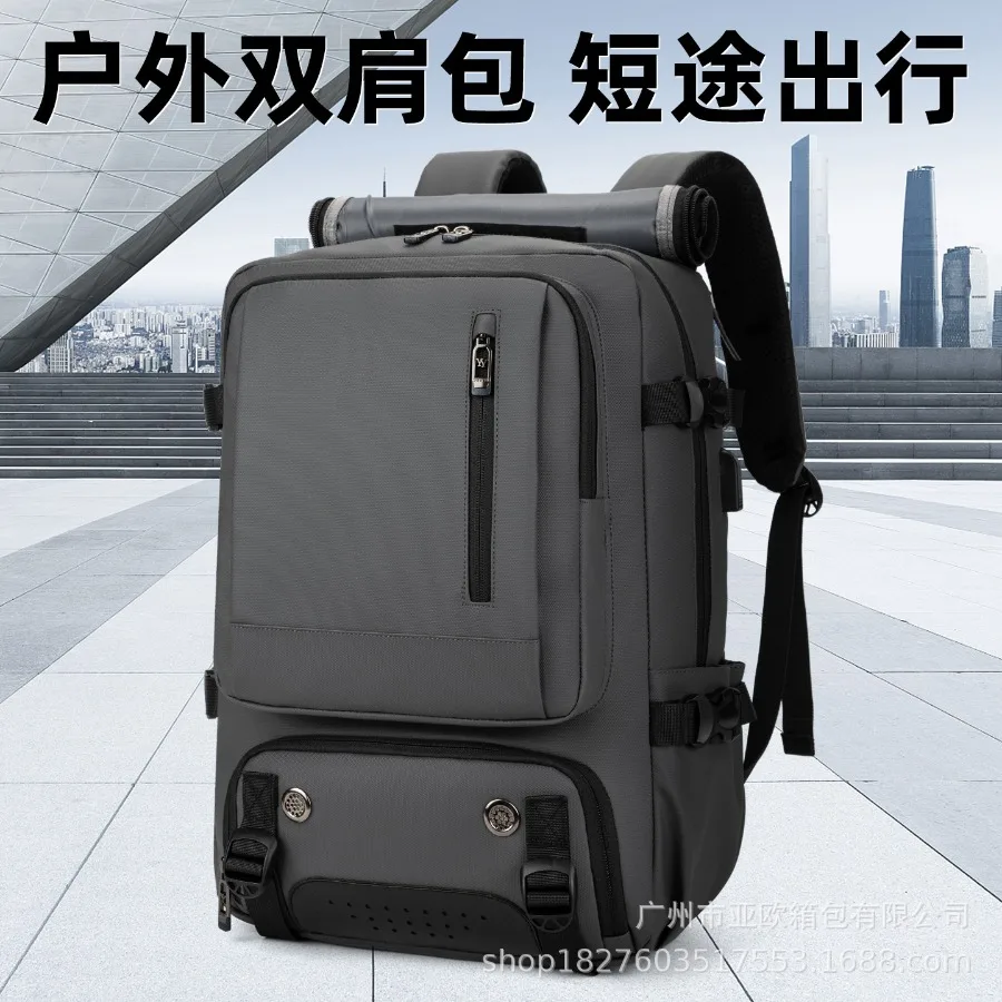 

【New Arrival】Grey Large Capacity Travel Backpack, Multi-Functional Business Laptop Rucksack with Shoe Compartment & USB Port, Water Resistant Weekender Bag for Men