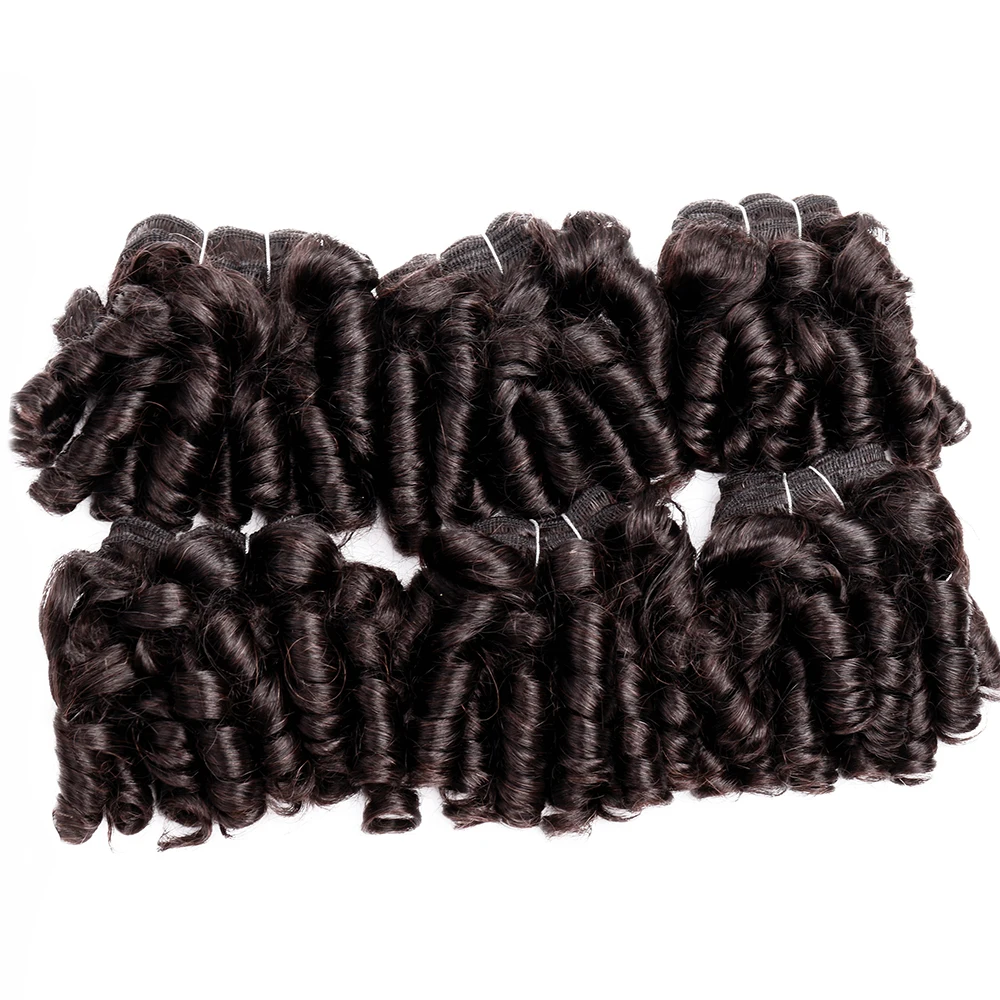 6Pcs Bouncy Curly Human Hair Bundles 100% Brazilian Remy Hair Double Drawn Curly Bundles T1B 30 99J 27 Colored Hair Extension