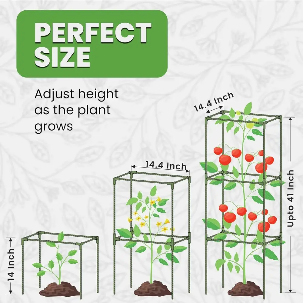 Large Trellis Stakes for Vegetables and Climbing Plants - 3 Pack Tomato Cages up to 41 for Outdoor Gardening