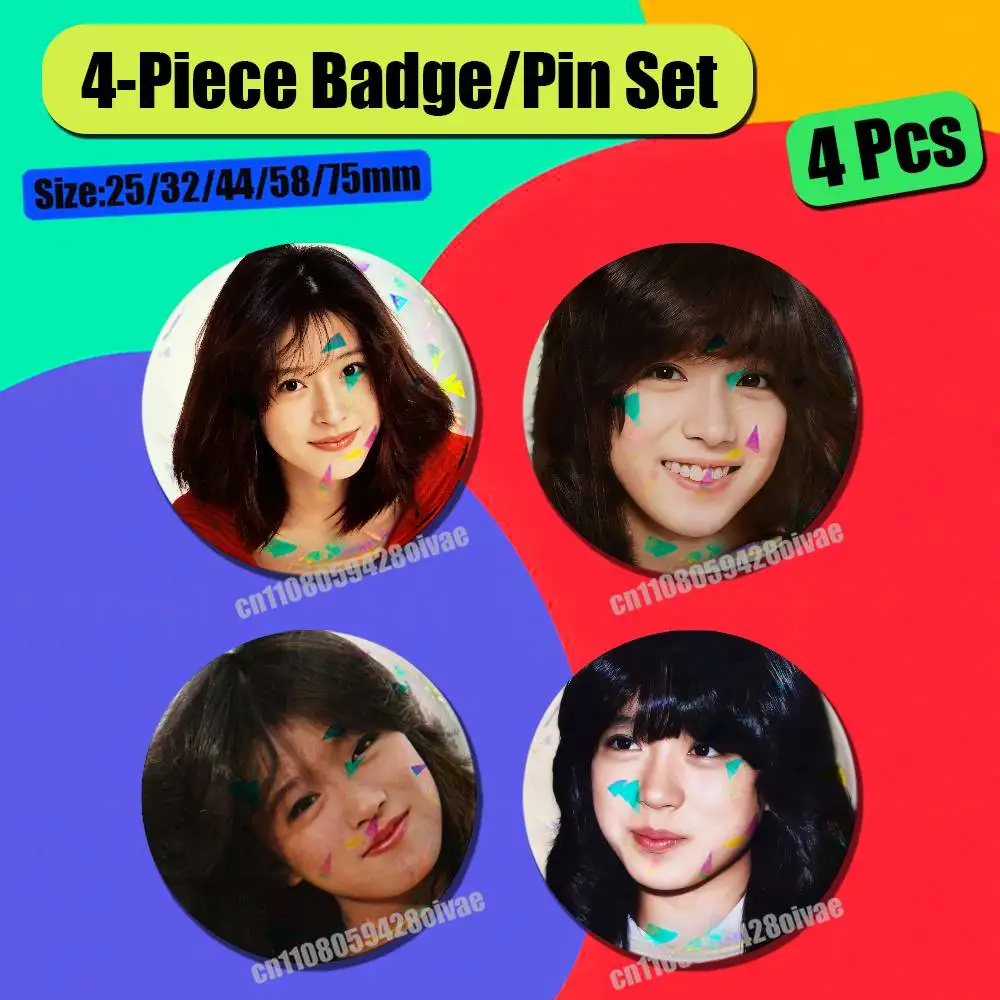 For Singer Akina Nakamori Badge Pin Insignia 4 Pcs Set Round Button Emblem Laser Film Clothes 32mm Custom