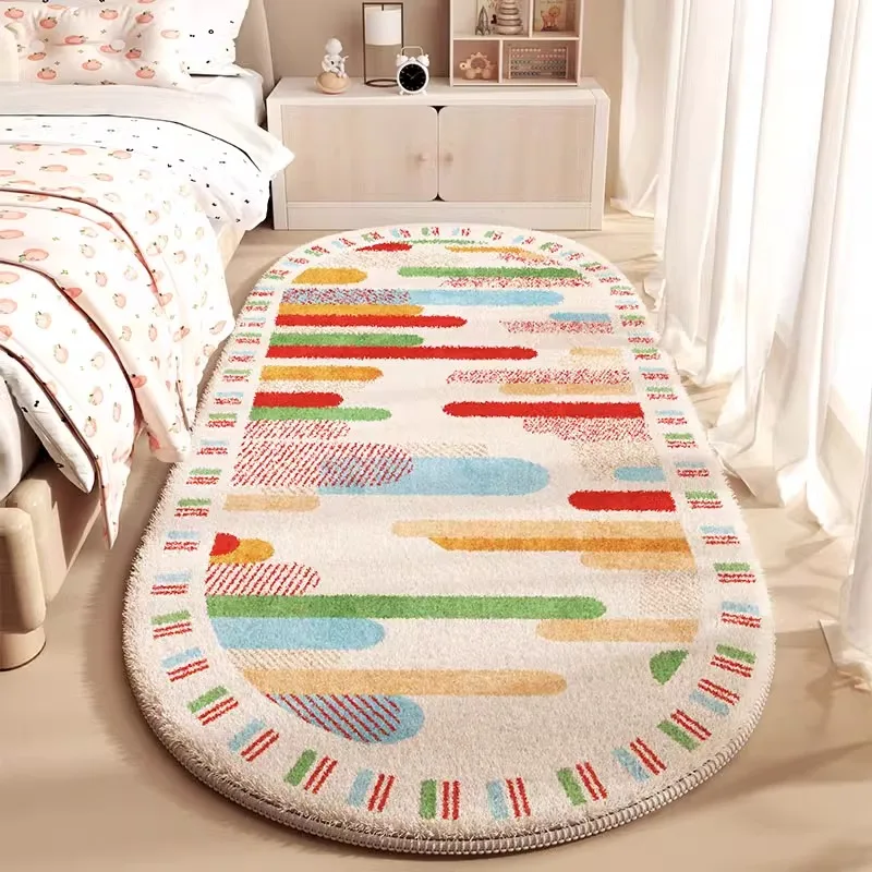 

Korean Style Rugs for Bedroom Dopamine Color Living Room Decoration Plush Carpet Thick Anti-slip Bedside Floor Mat Home Soft Rug