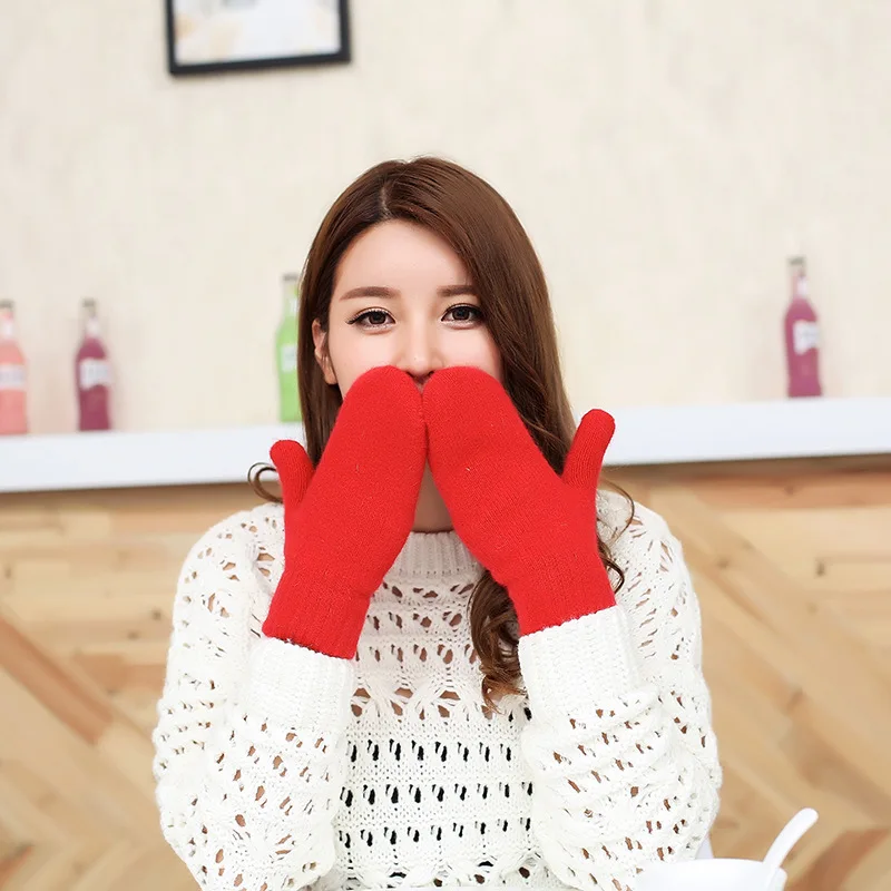 جديد إمرأة أفخم قفازات دافئة لينة الشتاء سميكة أصابع على الجليد قفازات مع الحبال عادية في الهواء الطلق ركوب القفازات الدافئة #6