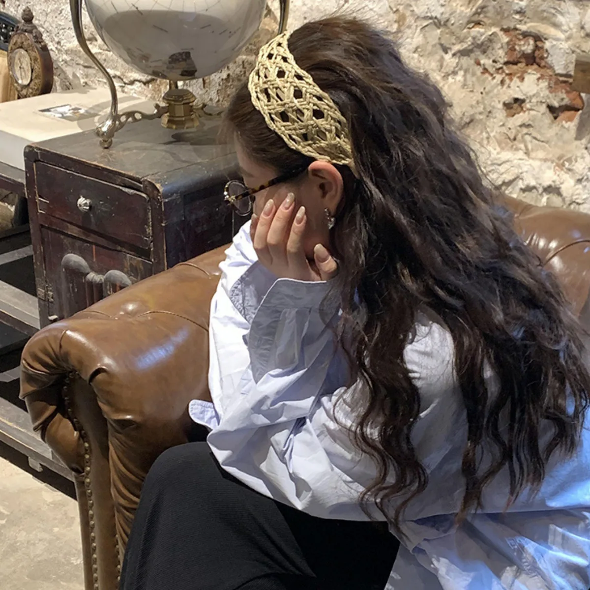 

Богемная высококачественная тканая повязка на голову ручной работы с широкими краями, новый стиль отпуска, высокий топ с черепом, минималистичная компрессионная повязка на голову