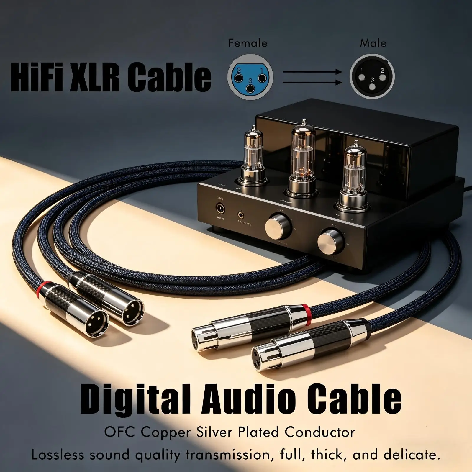 

Preffair High End XLR Cable OFC Silver Plated Microphone Cable XLR Audio Audiophile Wire for Amplifier DAC