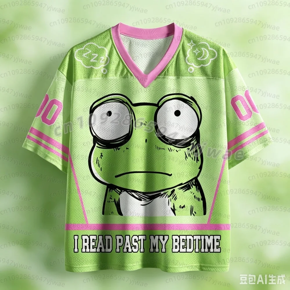 Japanese Dishonest Frog Mesh Jersey Fun Graphic Jersey Fashion Streetwear Top Cartoon Casual Tee Adult Kid'S T-Shirts