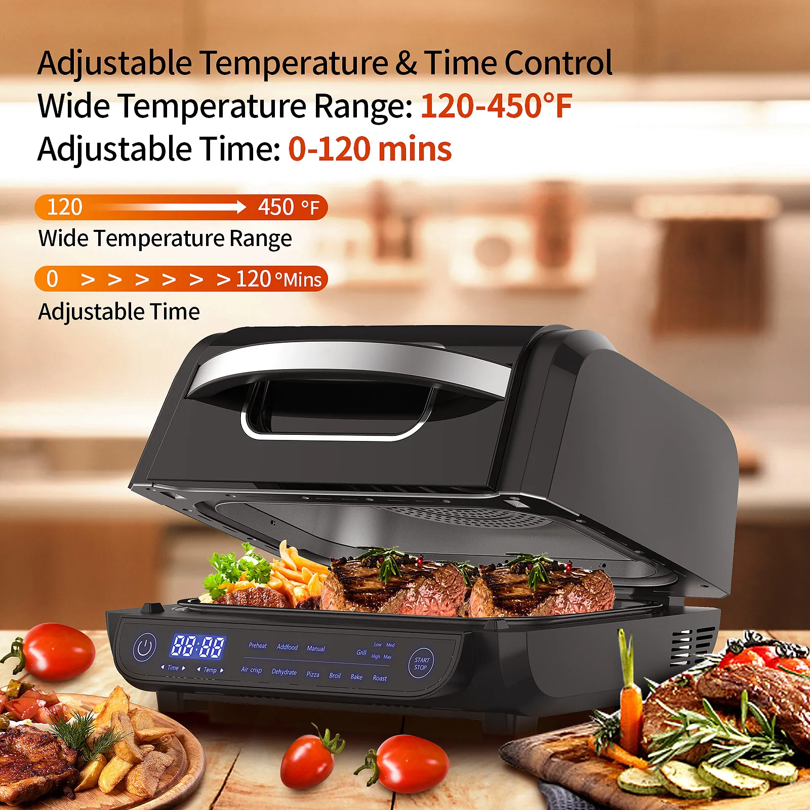 TopStrong 8 in 1 6L Capacity Touch Control Electric Hot Air Fryer Grill