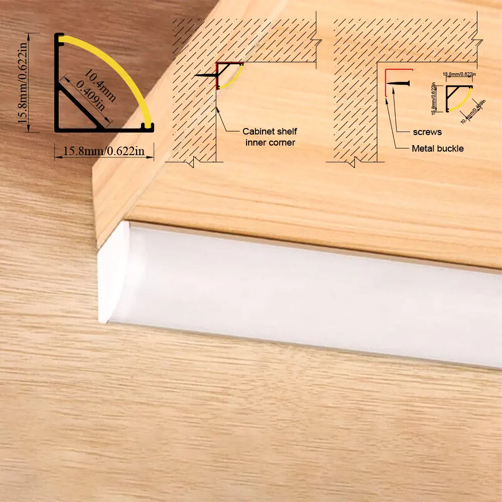 45 Degree Oblique Beam V Type LED Aluminum Profile PC Diffuser Ceiling Flush Mount Drywall Corner Channel Light