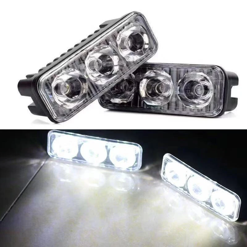 3SMD LED Daytime Running Light Super White 6000K DRL Car Urgent Fog Light High Power Day Lamp Car Urgent Light Car Accessories