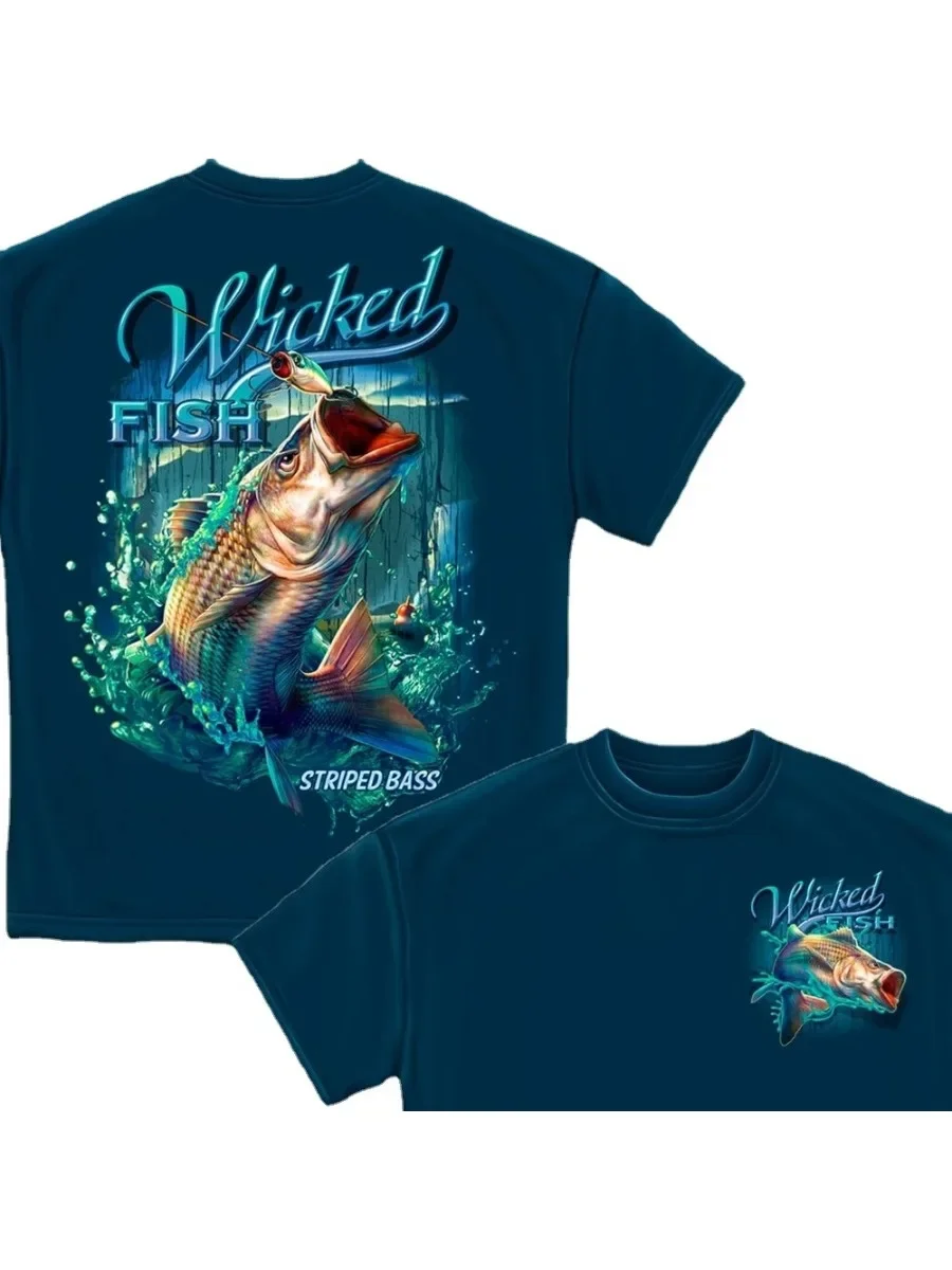 Fishing Striped Bass with Popper Fashion Fisherman Angler Gift T-Shirt. Summer Cotton O-Neck Short Sleeve Mens T Shirt New S-3XL