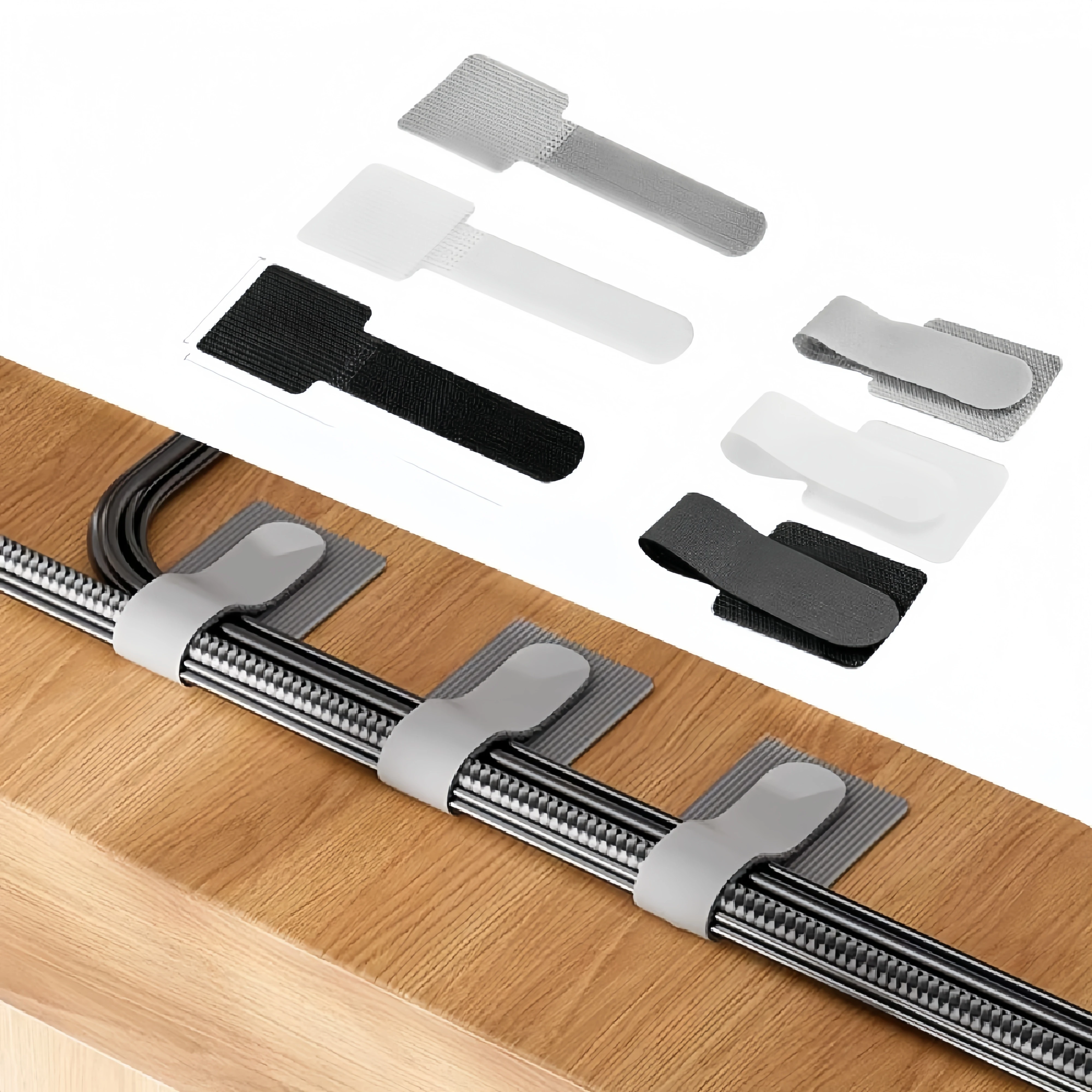 10PCS Reusable Cable Ties Fastening Wire Organizer Cord Rope Holder Self Adhesive Adjustable Cord Organizer Straps  ﻿