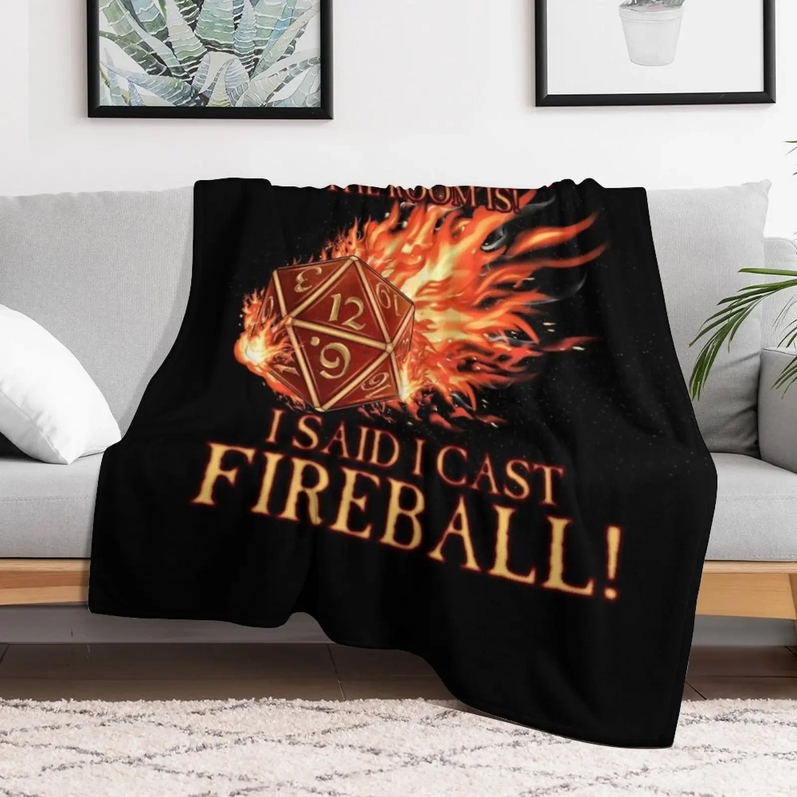 D20 I Didn't Ask! I Cast Fireball! Throw Blanket Decorative Sofas anime Hairy Shaggy Blankets