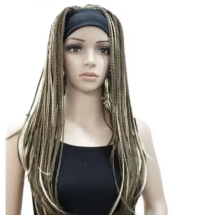 African Braided Box Braids Wig Headband wigs Long Dark Brown/black dreadlocks Hair Synthetic Full Wigs