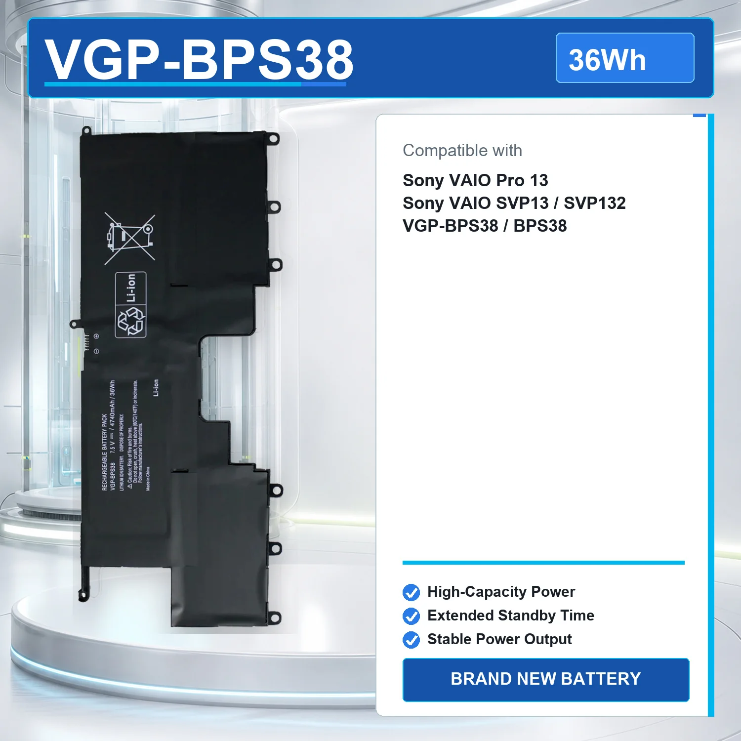 VGP-BPS38 7.5V 36Wh 4740mAh Laptop Battery For Sony VAIO Pro13 SVP13 SVP132 SVP1321BPXB SVP132A1CM Pro11 BPS38 SVP1322