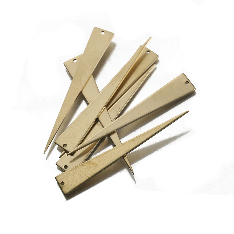10Pcs Raw Raw Brass Triangle Stamping Long Stick Bar Charms Pendants For Diy Boho Witchy Drop Earrings Necklace Jewelry Making