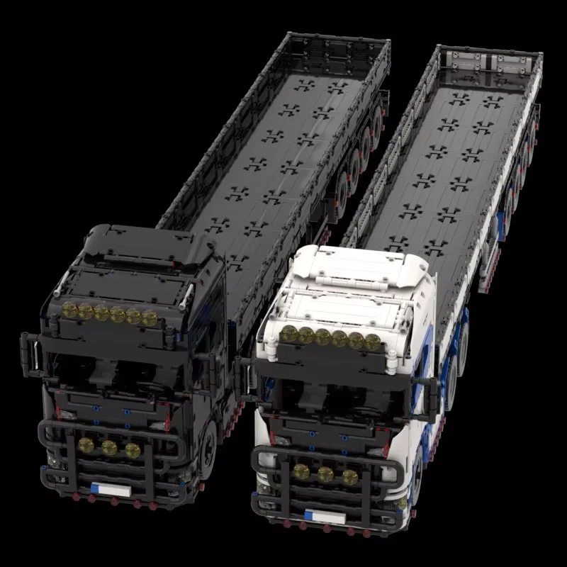 1:16 manuel MOC- 203789   Scania 770s MOC- 204214   Trémie de chargement de remorque MOC- 202330   Jouet de bloc de construction de camion de remorque à plat de poupée