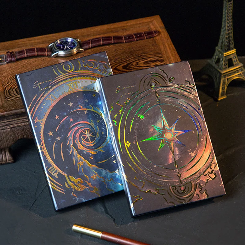 Cosmic Clock Retro Notebook Full Color Page Beautiful Starry Sky Illustration Hardcover Diary Student Notepad