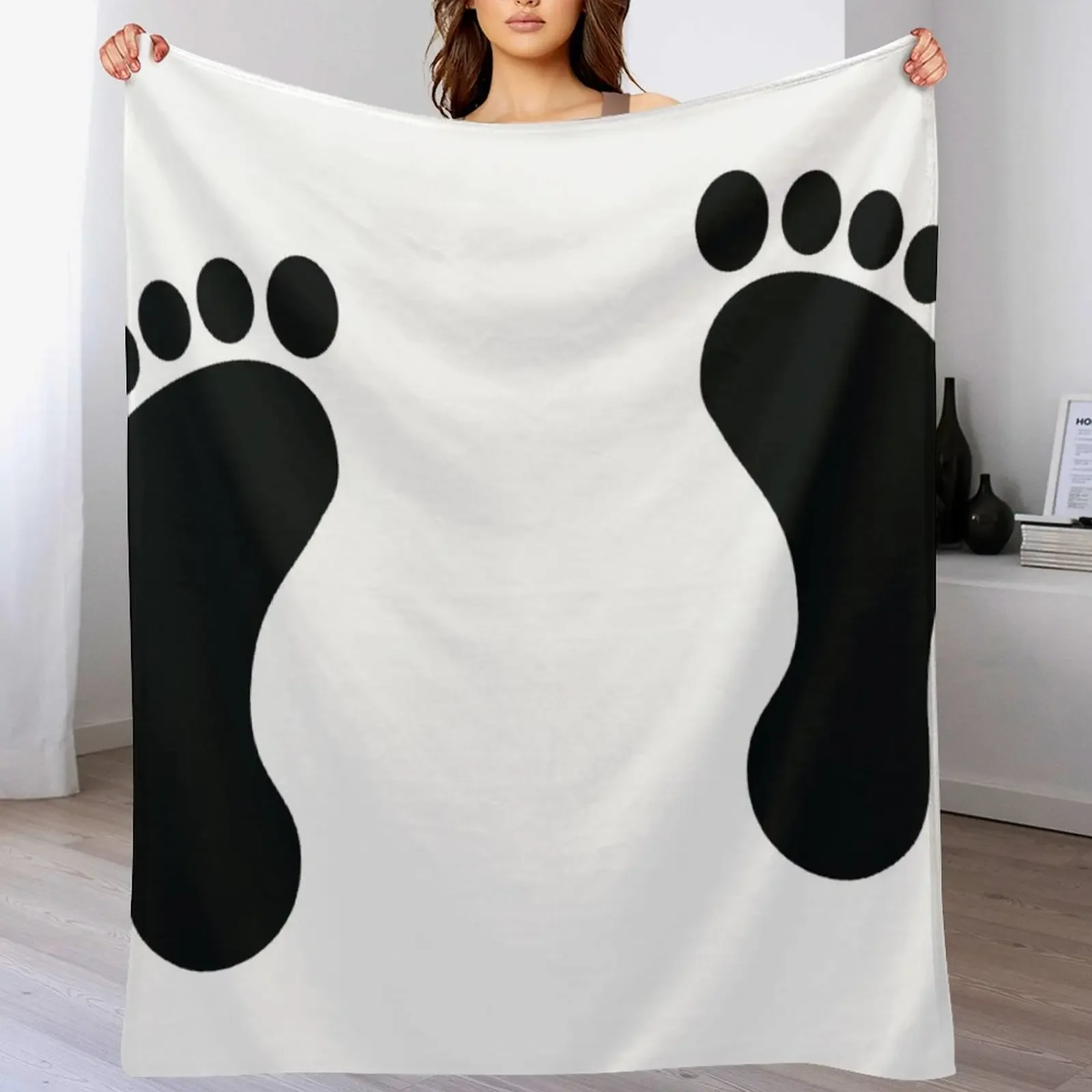 Footprint Throw Blanket Soft Warm Blanket Gift for Men Women Adults