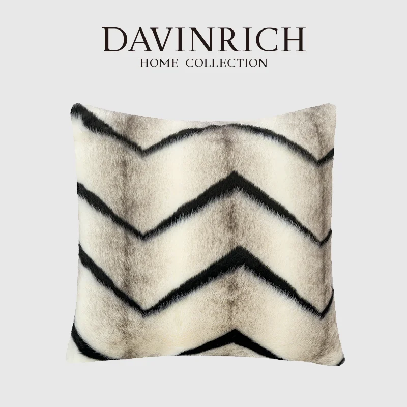 DAVINRICH Modern Manhattan Tiger Zebra Skin Pattern Throw Pillowcase Luxury Faux Fur Decorative Cushion Cover For Sofa Couch Bed