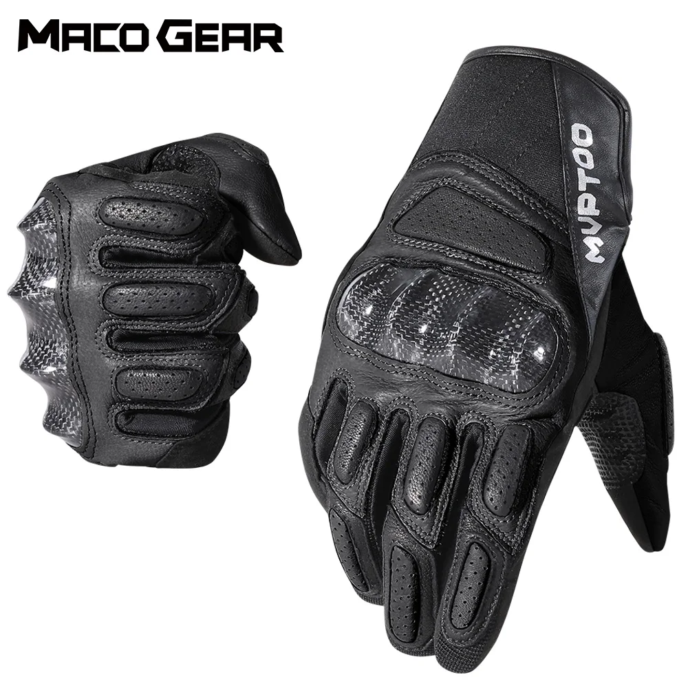 Genuine Leather Cycling MTB Gloves BMX Off Road Motorcycle Mountain Bike Bicycle Racing Sports Outdoor Hiking Shock-proof Men